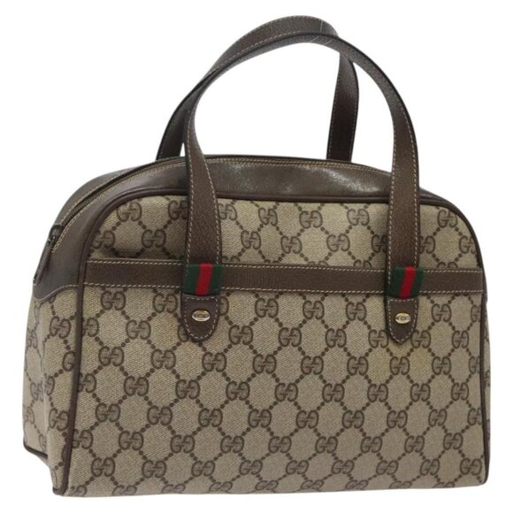 GUCCI GG Supreme Web Sherry Line Shoulder Bag PVC Beige Auth - Picture 1 of 16